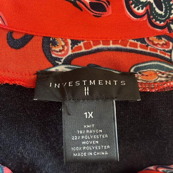 Navy Sweater 2 Layer Look 1X - Picture 7 of 7